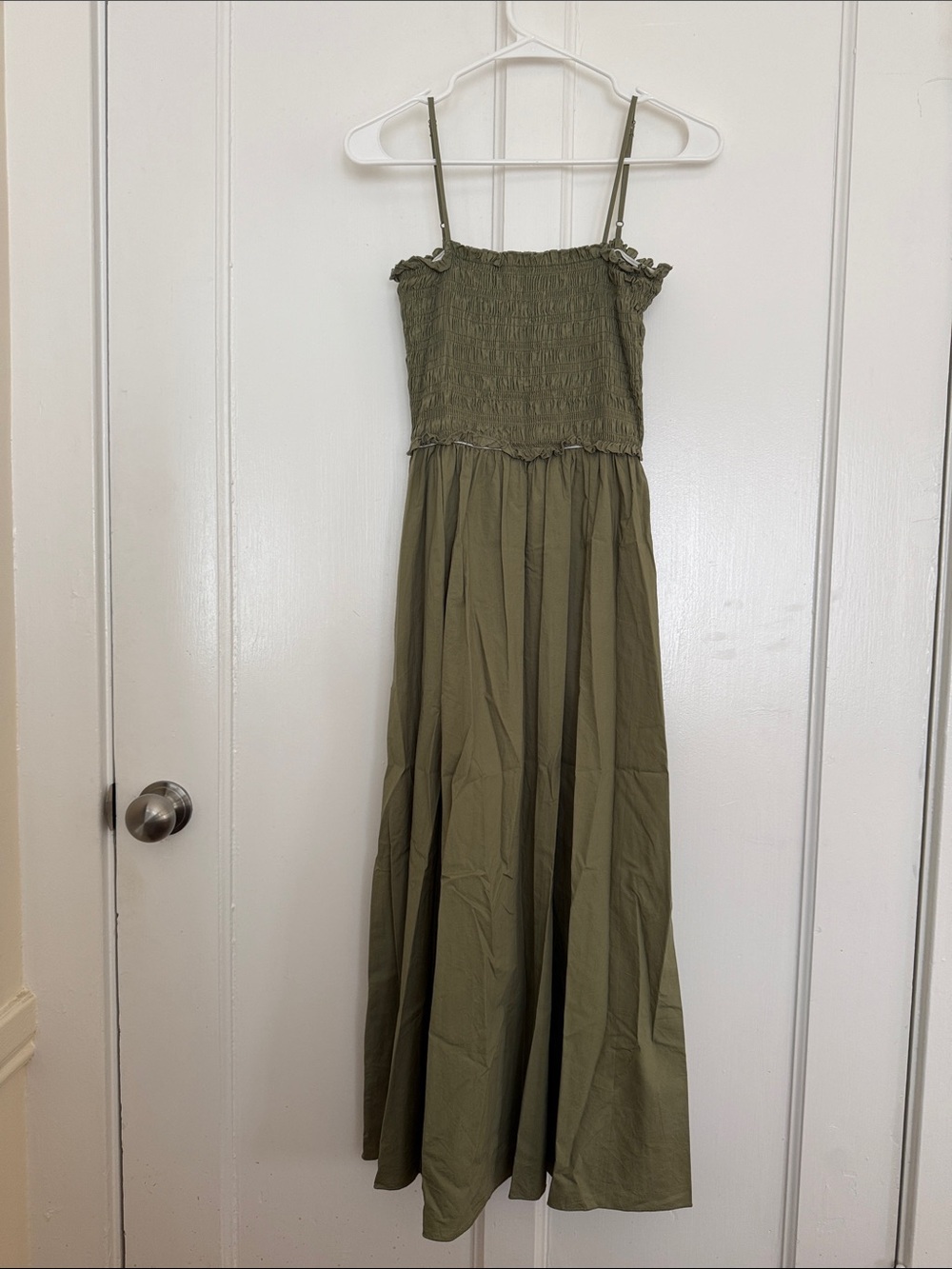 Petal & Pup Olive Green Smocked Maxi Dress